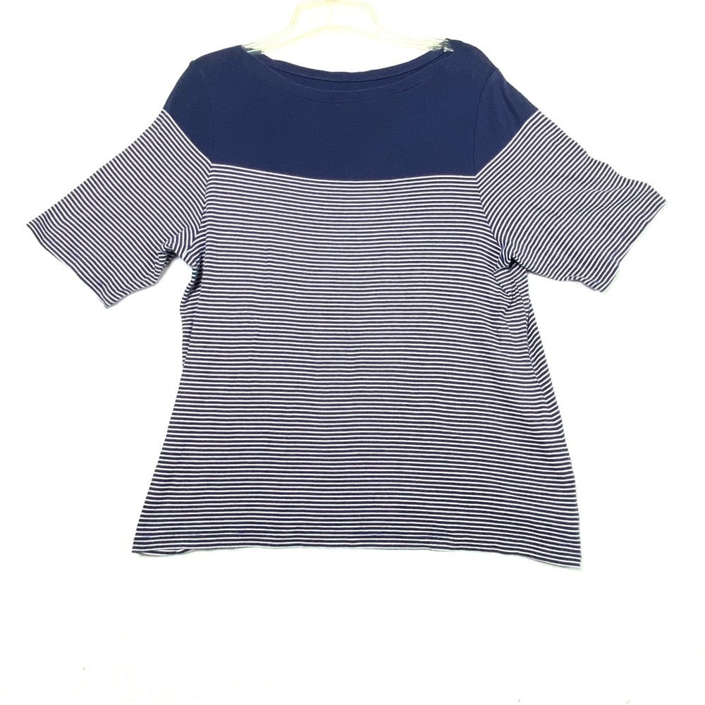 Charter Club Tunic Top 2X Navy White Stripe Pima Cotton Short Sleeve Nautical